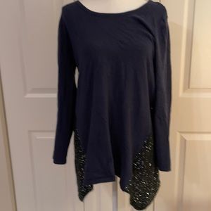 Style & Co. Women’s L Navy Blue Pullover Sequined Sweater